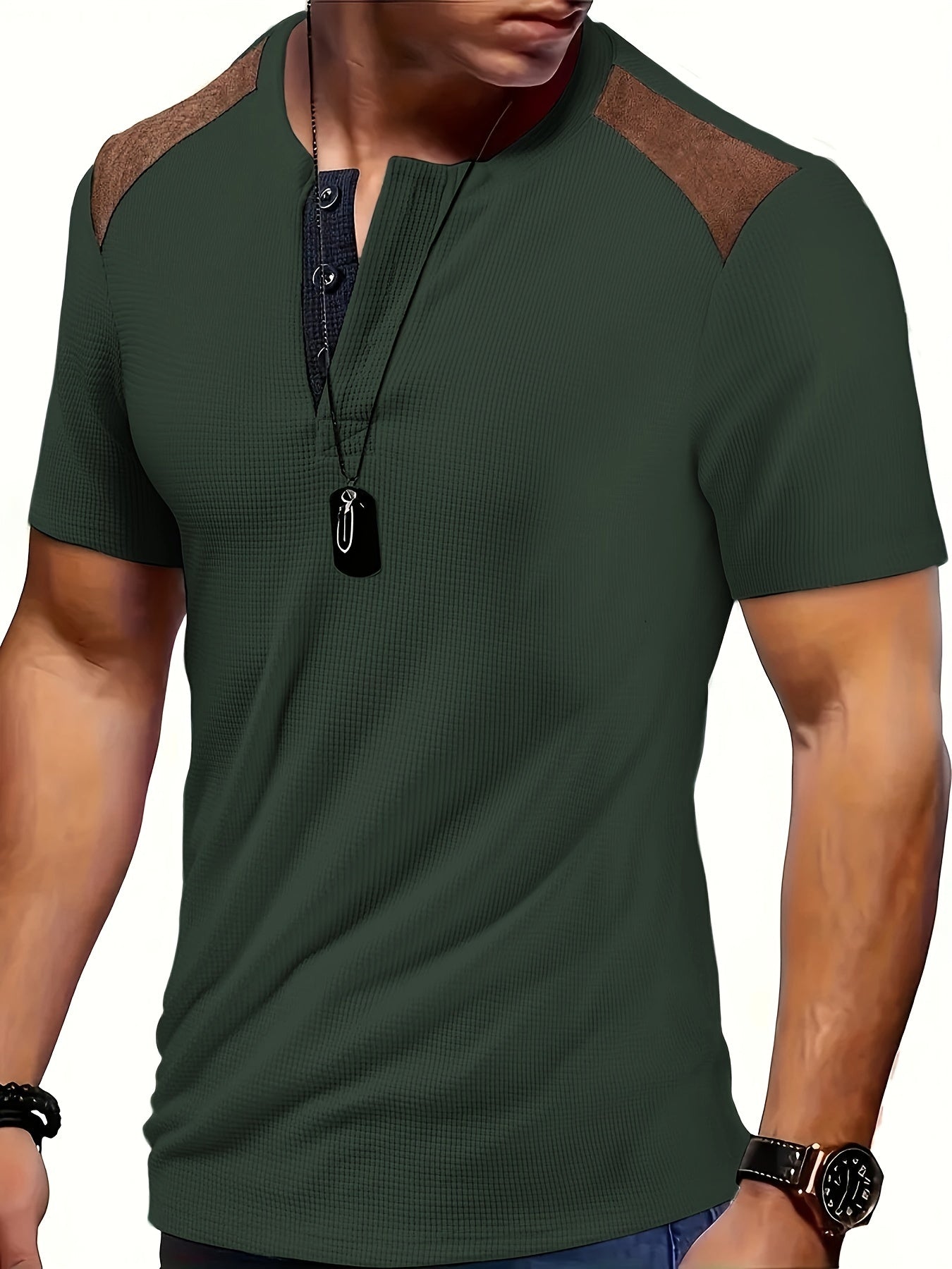 River | Herenhemd met wafelstructuur - Casual shirt met korte mouwen en twee kleuren