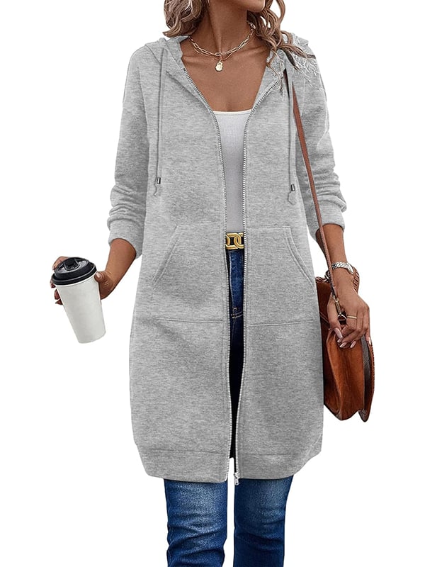 Nicolina | Lange damesjas met capuchon en ritssluiting – Warme, lichtgewicht, casual bovenkleding