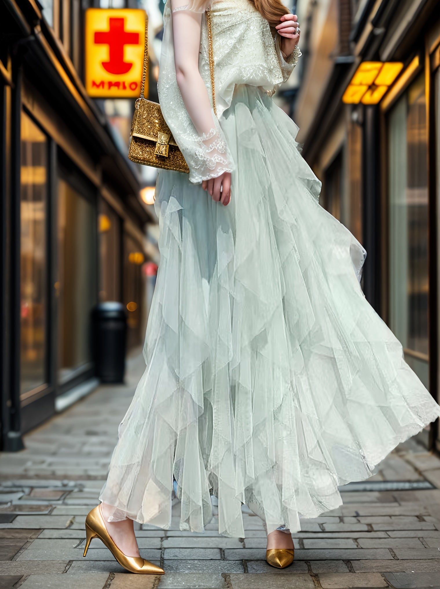 Helis | Mesh Gelaagde Tutu Rok voor Vrouwen - Elastische Taille, Gelaagde Maxi Rok