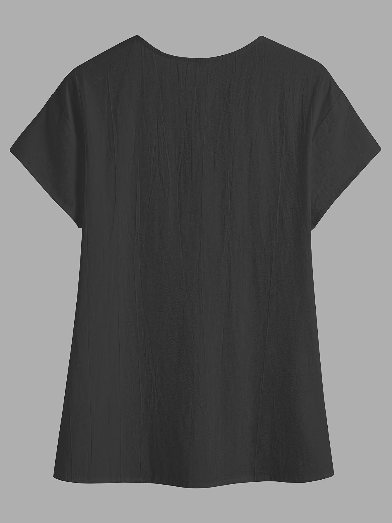 Thaelle | Damesblouse met V-hals en losse pasvorm – Casual top met korte mouwen en knoopsluiting aan de voorkant