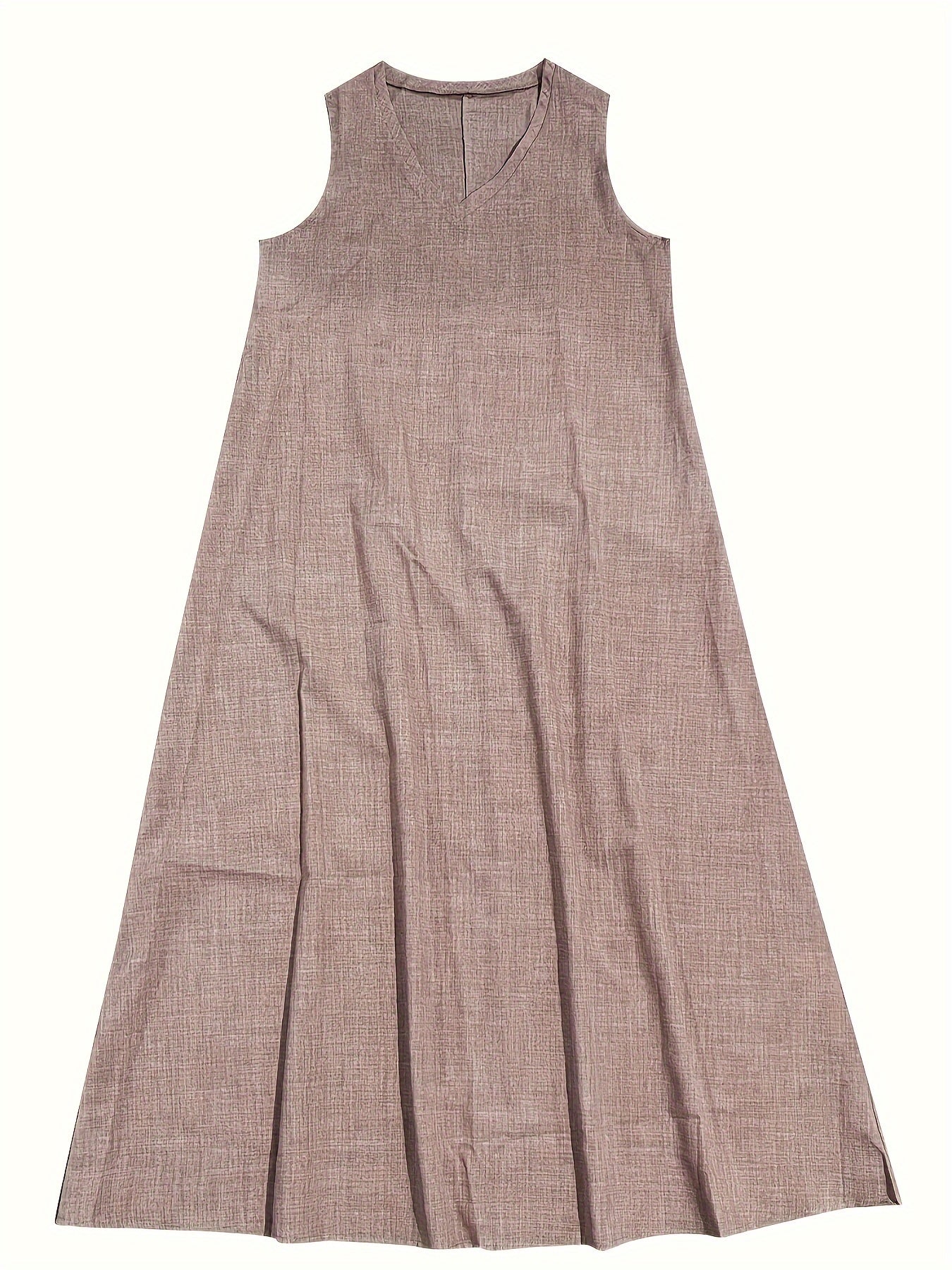 Yassi | Vrouwen mouwloze V-hals Maxi jurk - Casual linnen-mix tankjurk