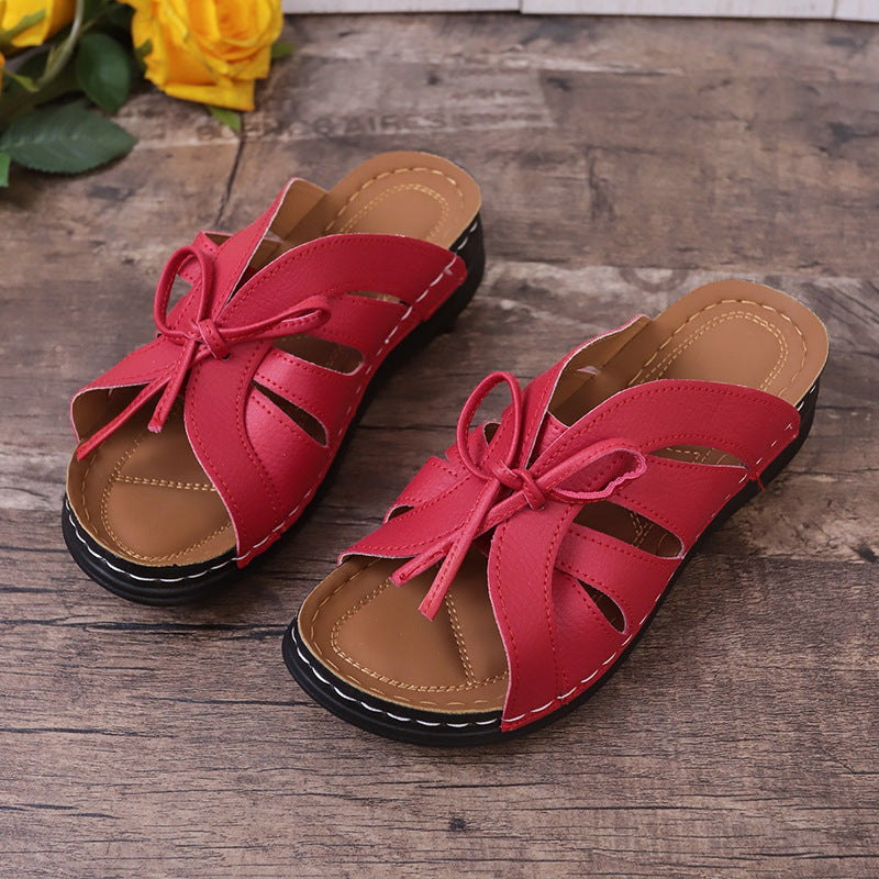 ChicSole | Orthopedische Leren Zomerslippers - Vrouwen met steun voor de voetboog Strik Sandalen