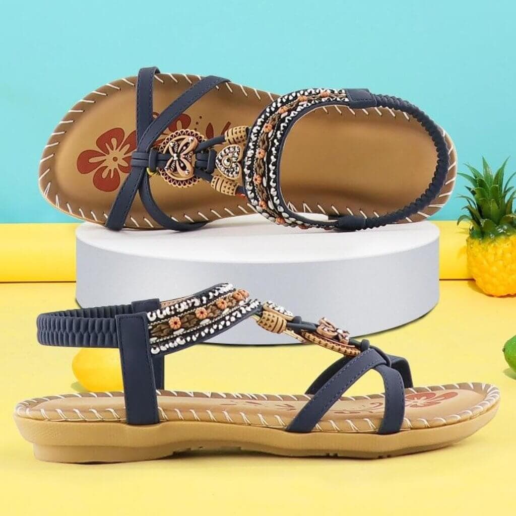SoleDrift | Boho platte damessandalen - Elastische band, zachte zool, antislip