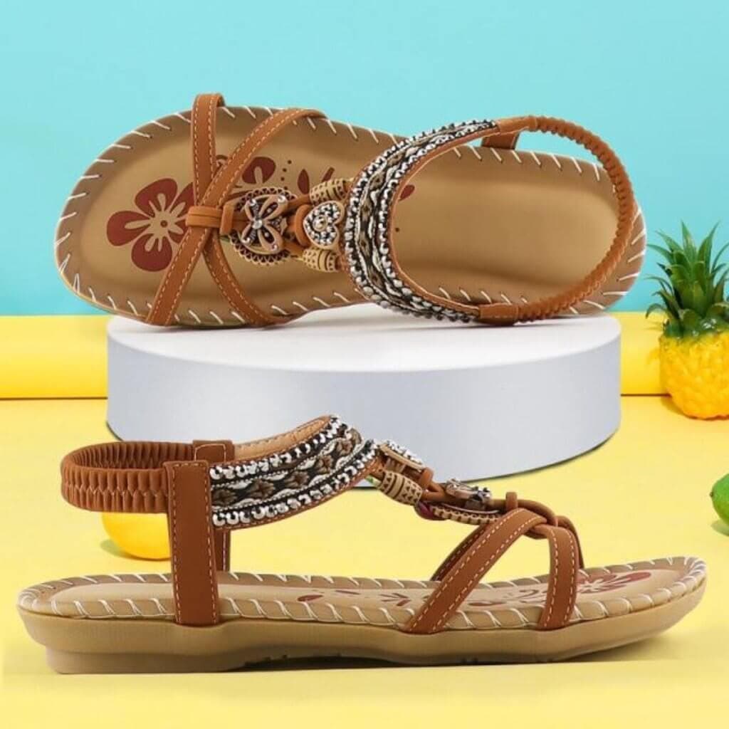 SoleDrift | Boho platte damessandalen - Elastische band, zachte zool, antislip