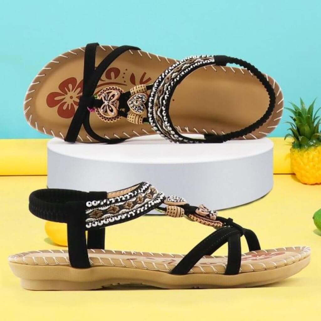 SoleDrift | Boho platte damessandalen - Elastische band, zachte zool, antislip
