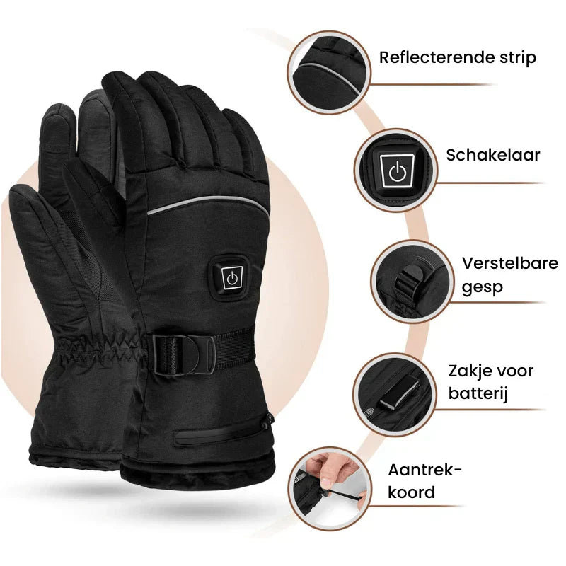 BlazeHands | Unisex waterdichte elektrisch verwarmde winterhandschoenen – touchscreen, instelbare warmte