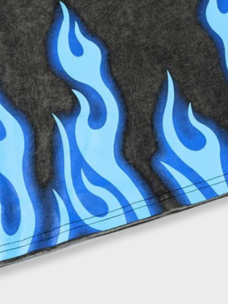 Norwood | Heren-T-shirt met blauwe vlammen gewassen - Stijlvol grafisch T-shirt