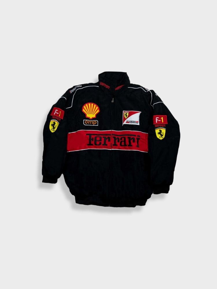 Selith | Damesjas Vintage Rode Ferrari - Stijlvolle Racingjas, Retro Motorsport Geïnspireerd