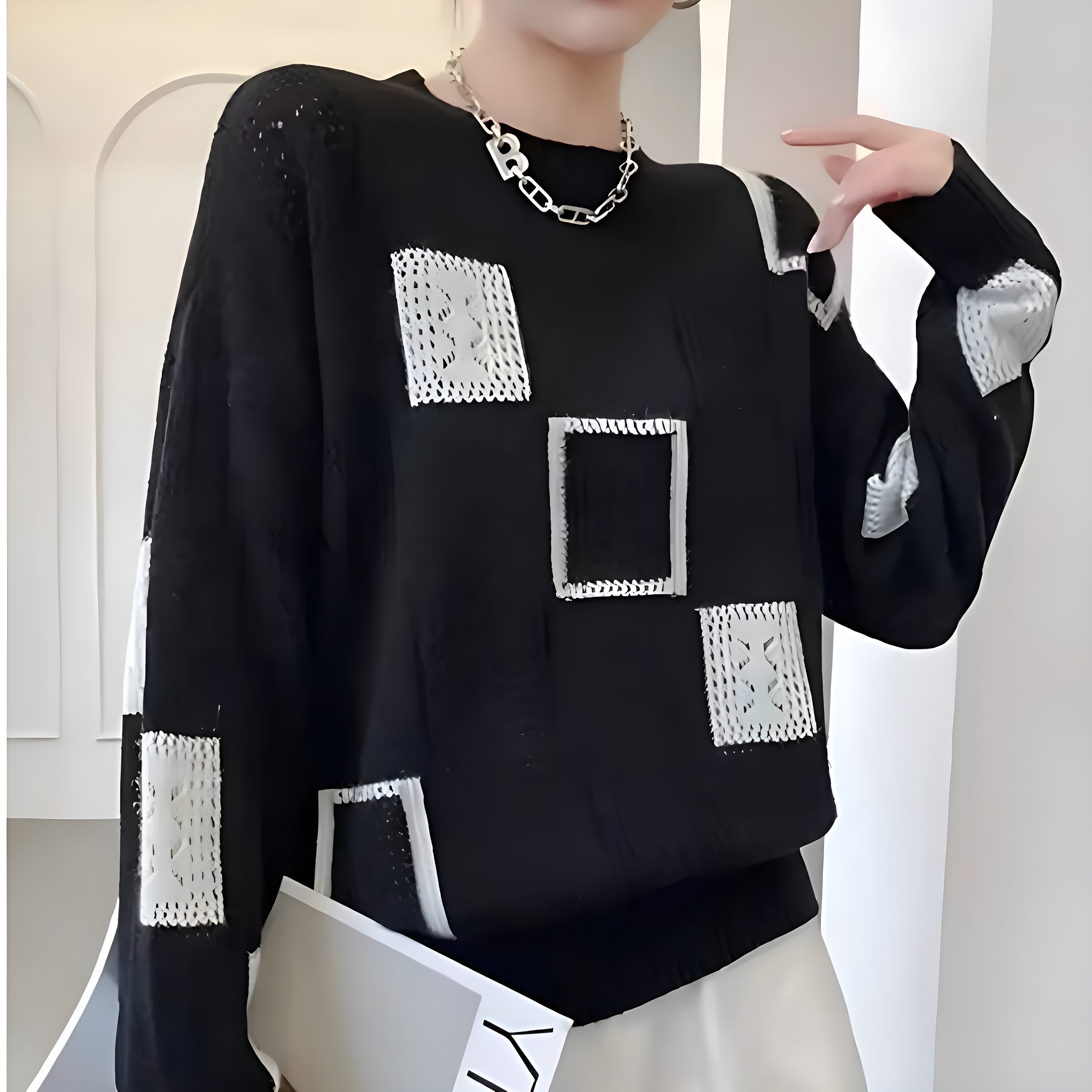Roxana | Luxe patchwork trui voor dames – zachte, stijlvolle gebreide pullover, casual en elegant
