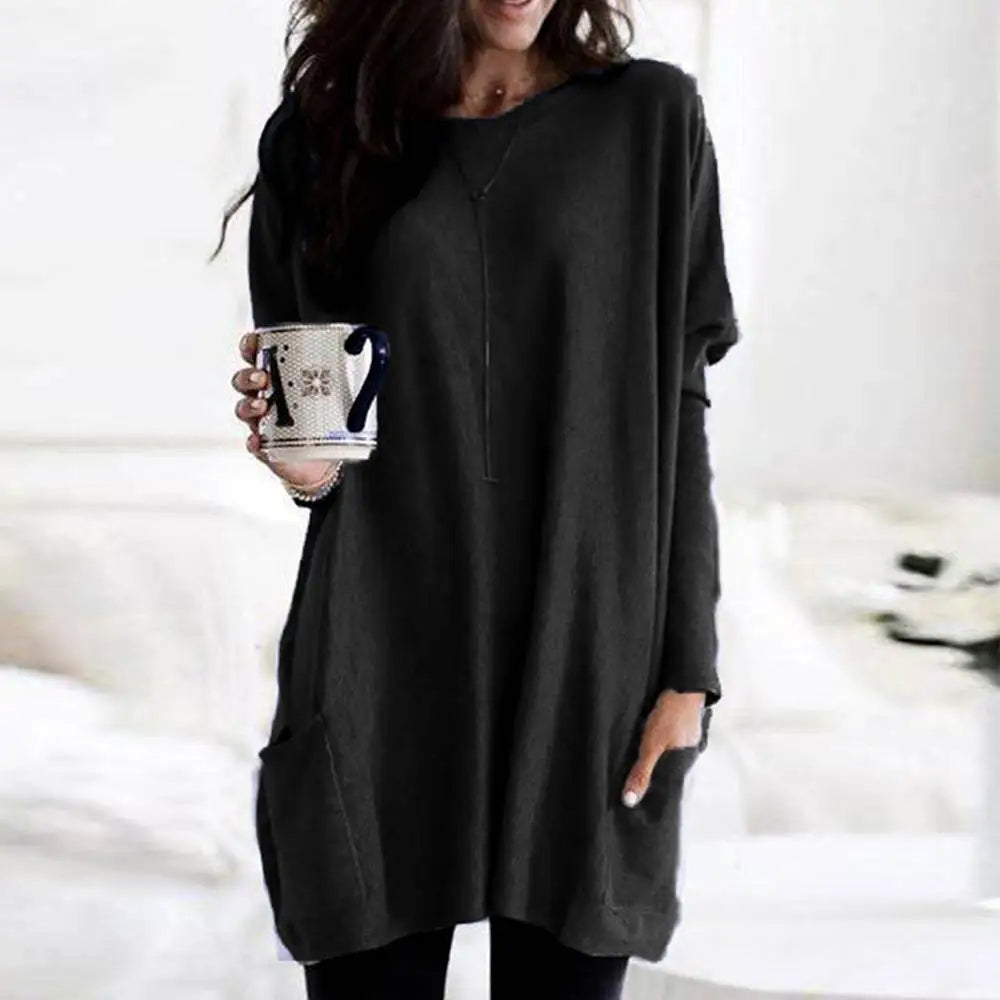 Julietta | Oversized damestrui, zachte katoenmix, zakken, casual en comfortabele pullover