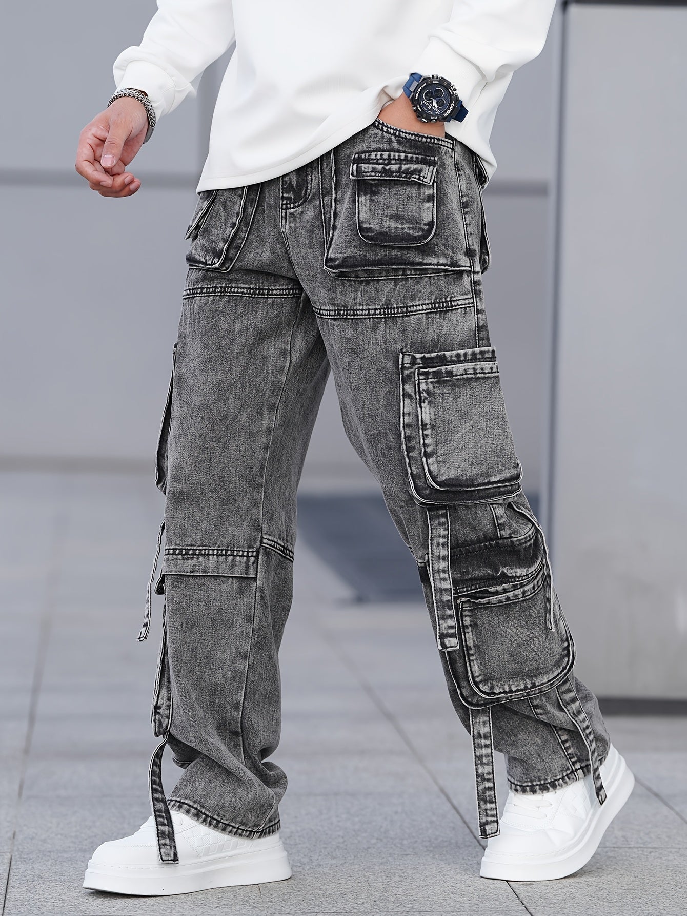 Willard | Casual herenbroek met wijde pijpen - niet-elastische denim met zakken