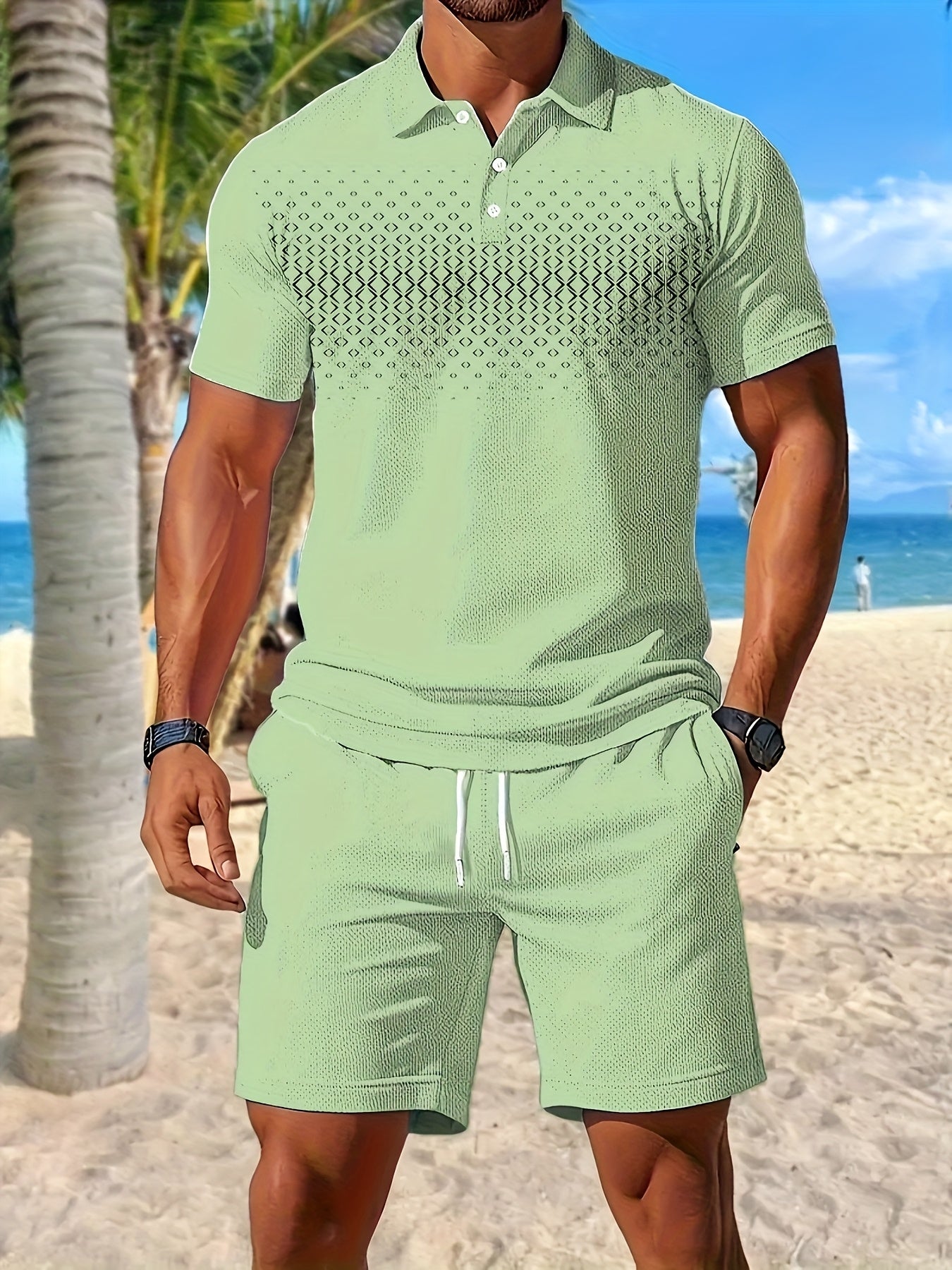 Baylor | Herenset 2-delig zomersportief - poloshirt & koordshort met zakken