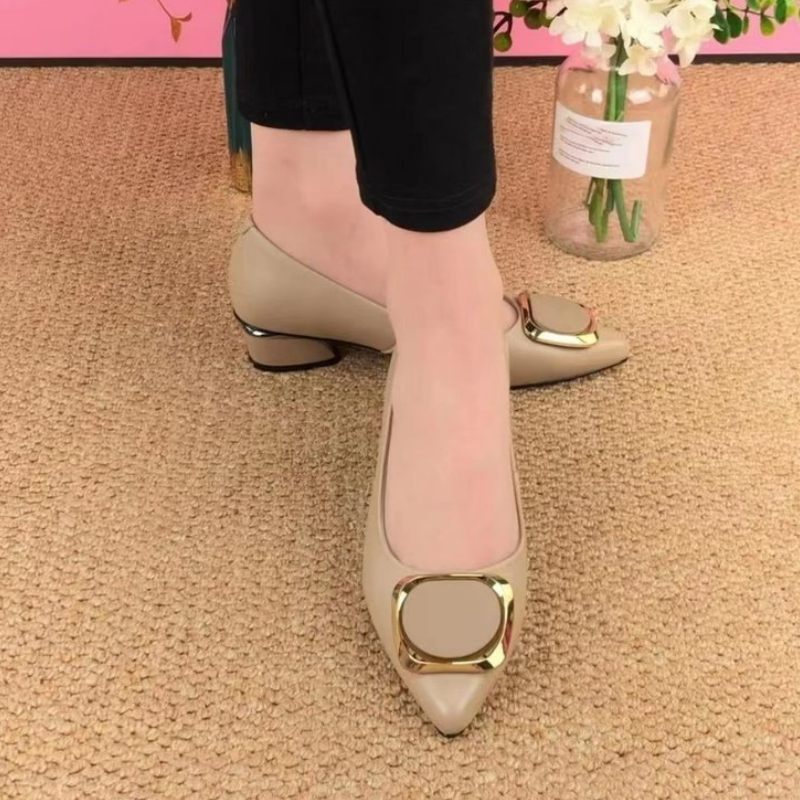 Zevia | Vrouwen Platte Puntige Teen Slip-On Loafers - Elegante Lage Schoenen met Gesp Accent