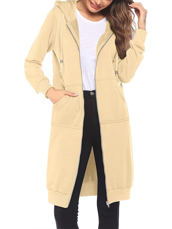 Nicolina | Lange damesjas met capuchon en ritssluiting – Warme, lichtgewicht, casual bovenkleding