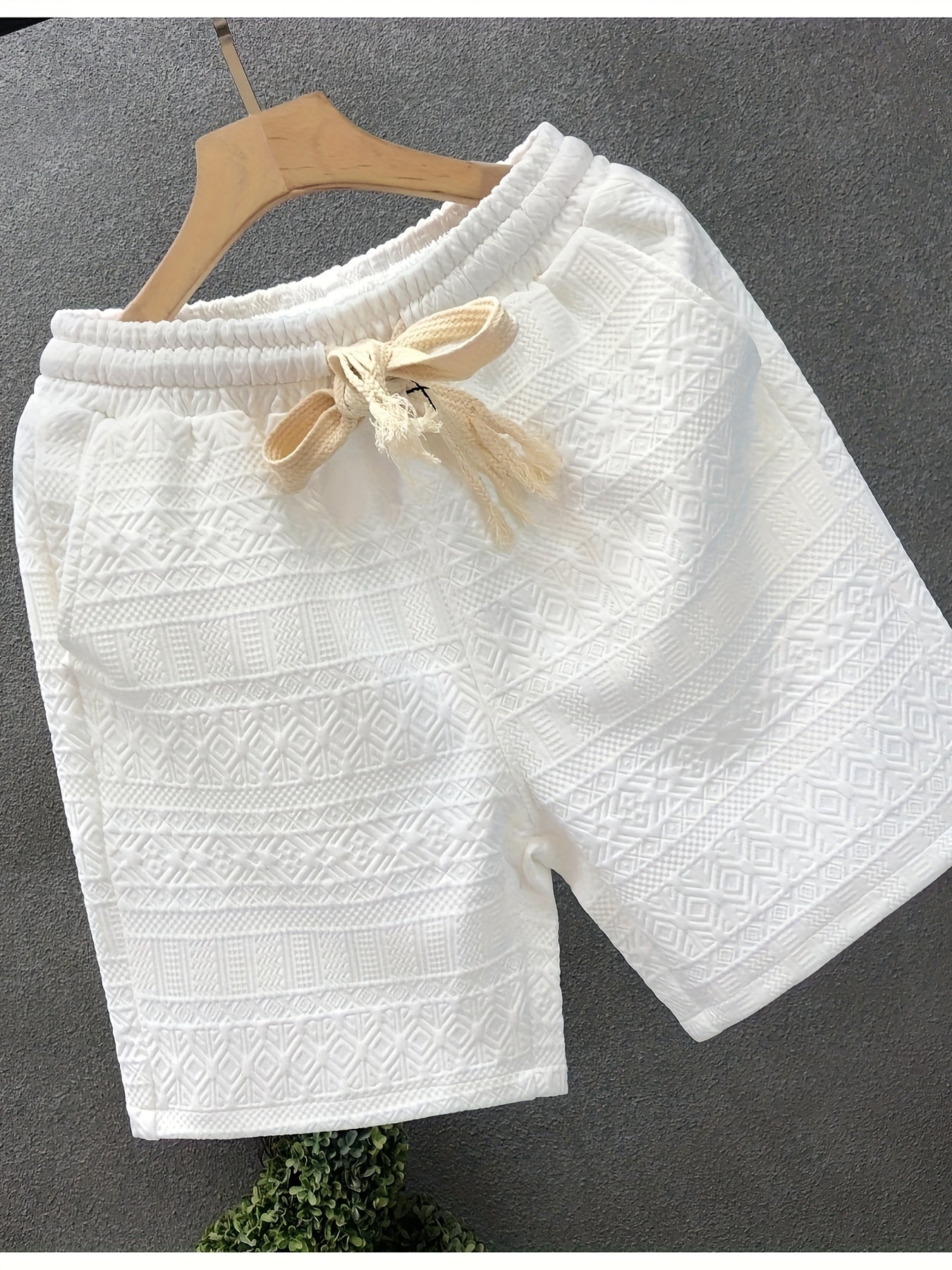 Brunno | Casual Trekkoordshort voor heren - Geometrisch patroon in reliëf, ademend, comfortabel