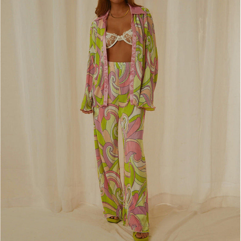 Calyssa | Kleurrijke bloemen 2-delige set voor dames - Top & Broek met bloemenprint