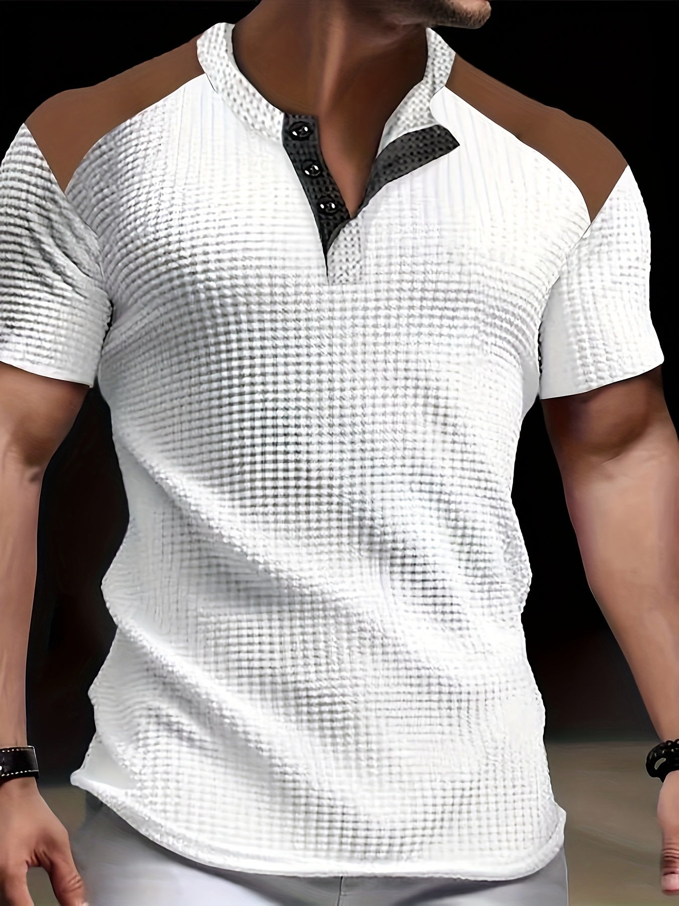 River | Herenhemd met wafelstructuur - Casual shirt met korte mouwen en twee kleuren