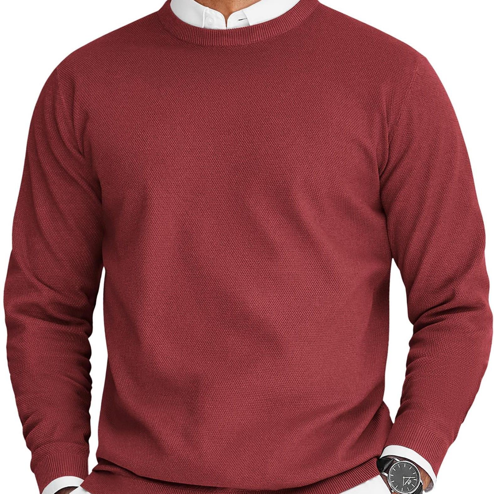 Thorrin | Klassieke gebreide heren trui, ronde hals trui, lange mouwen, effen kleur, casual voor elke dag