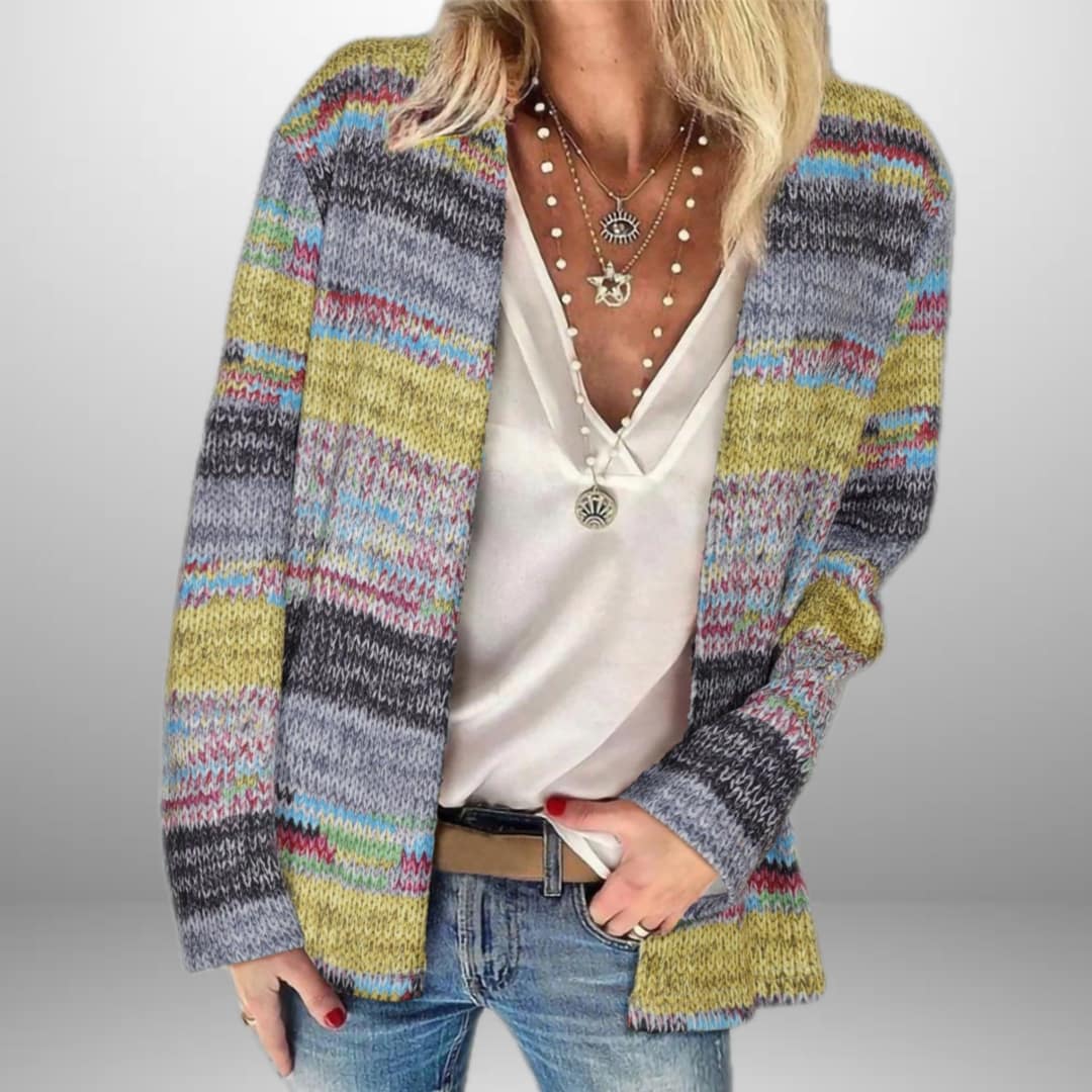 Svetlana | Dames multicolor gebreid vest met open voorkant, lichtgewicht, casual, comfortabele herfst-wintertrui