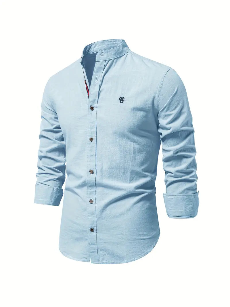 Ottokar | Klassiek herenoverhemd met staande kraag en knoopsluiting - lange mouwen, casual, slim fit