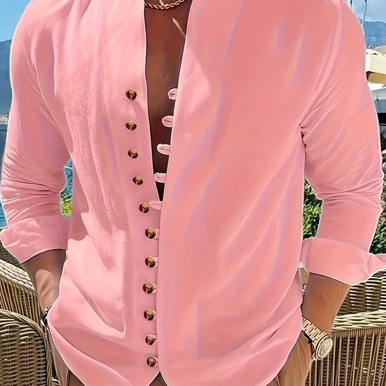 Ziven | Retro Casual Lange Mouwen Overhemd van Heren met Contrastkleurige Knopen