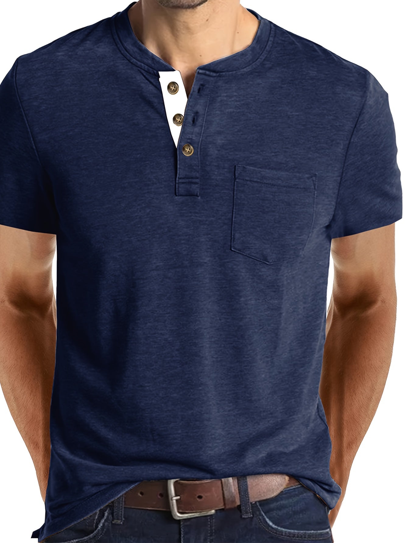 Ewald | Klassiek Henley Overhemd voor heren - Korte Mouwen, Trendy & Comfortabel voor Dagelijks Dragen