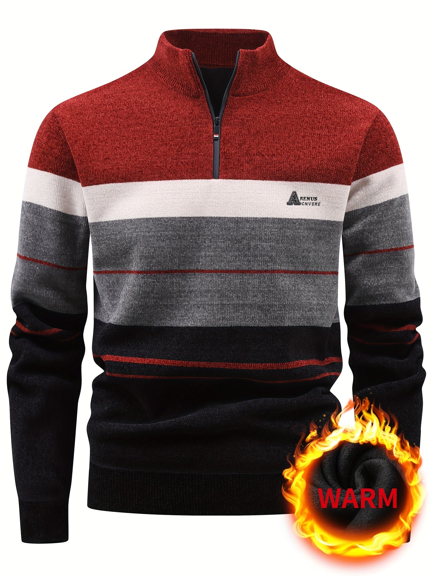 Peder | Herenpullover met fleecevoering – Comfortabele herfst-/wintertrui met kwartritssluiting