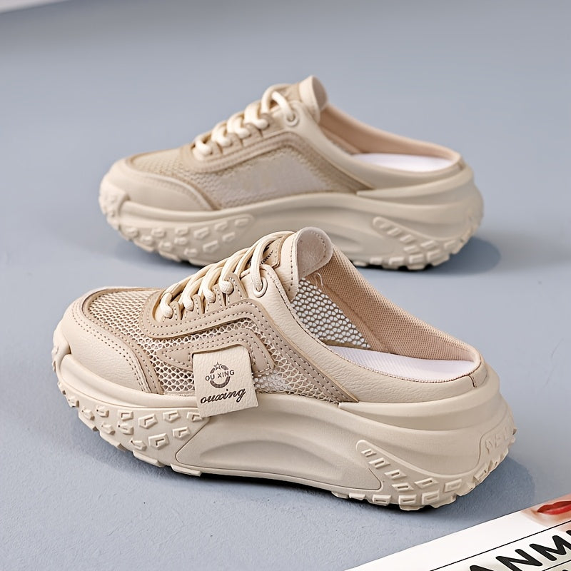 Aermove | Ademende Mesh Half Slip-On Sneakers voor dames - Lichtgewicht, Mid-Heel