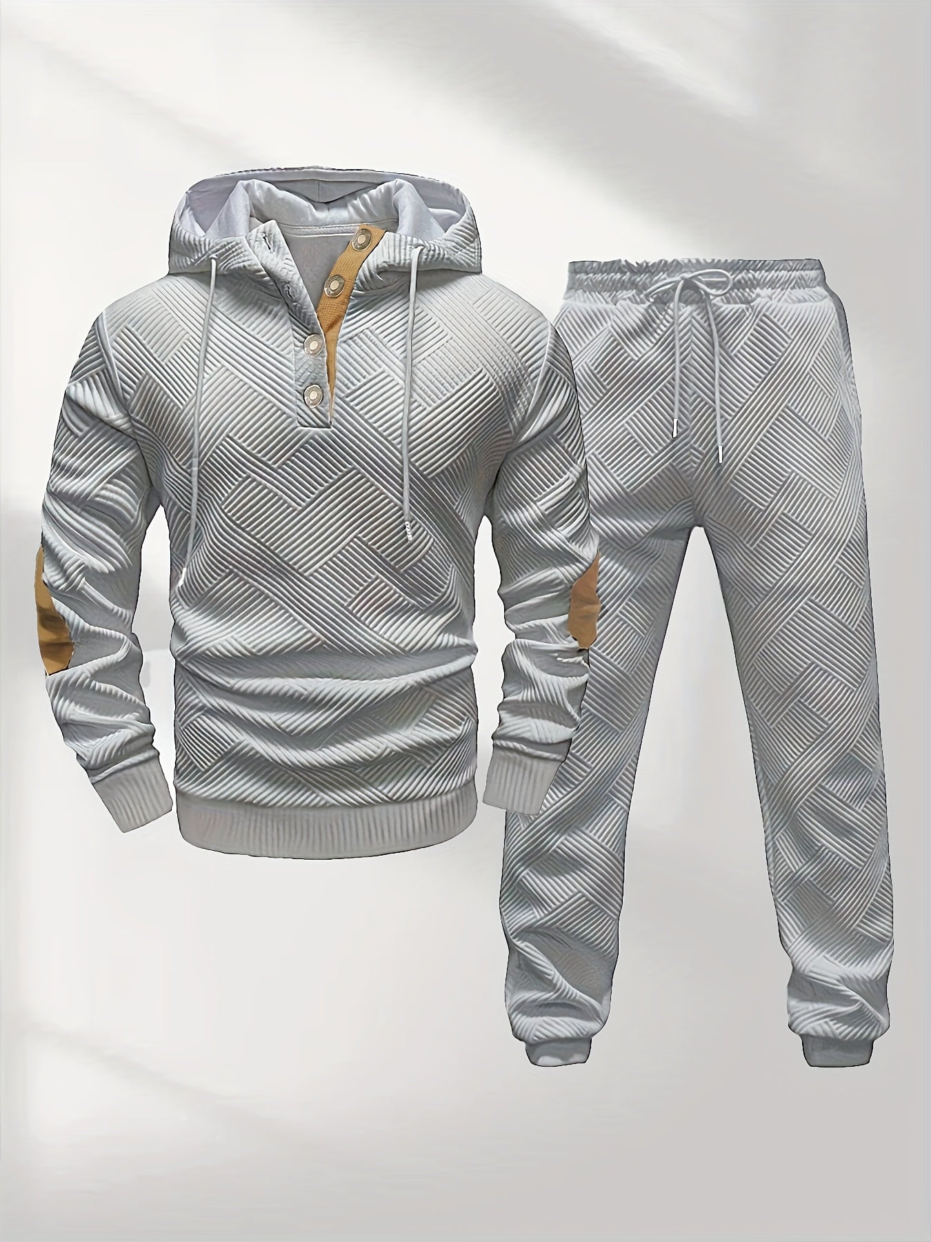 Petrus | Casual 2-delige gebreide jacquard hoodie en broek voor heren – Comfortabele modieuze sweatshirt en joggingpak