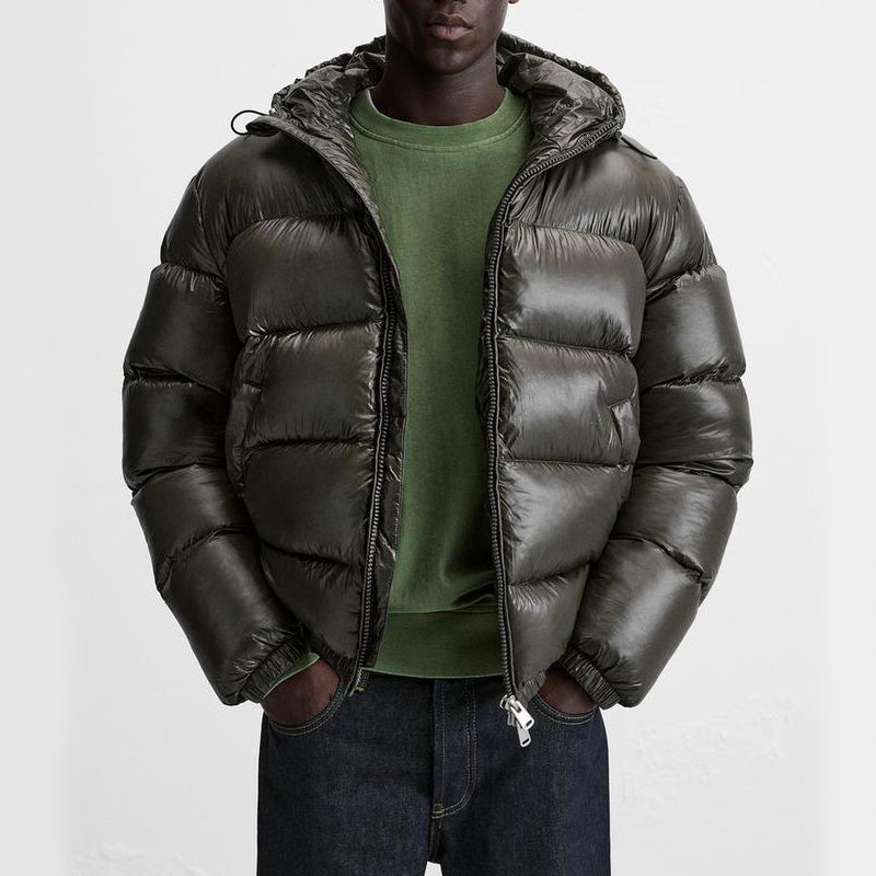 Mikkel | Heren pufferjas met capuchon – minimalistische relaxte pasvorm, lichtgewicht geïsoleerde winterjas