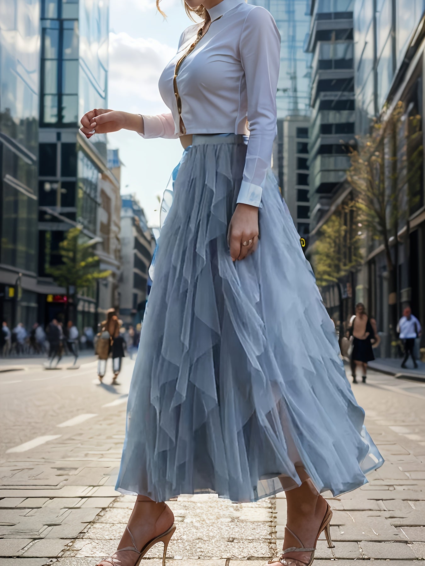 Helis | Mesh Gelaagde Tutu Rok voor Vrouwen - Elastische Taille, Gelaagde Maxi Rok