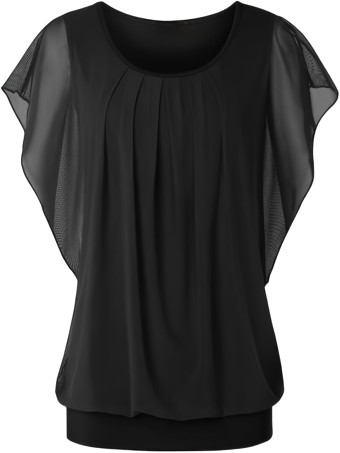 Empriss | Casual blouse van mesh voor dames - Korte mouwen, geplooide voorkant