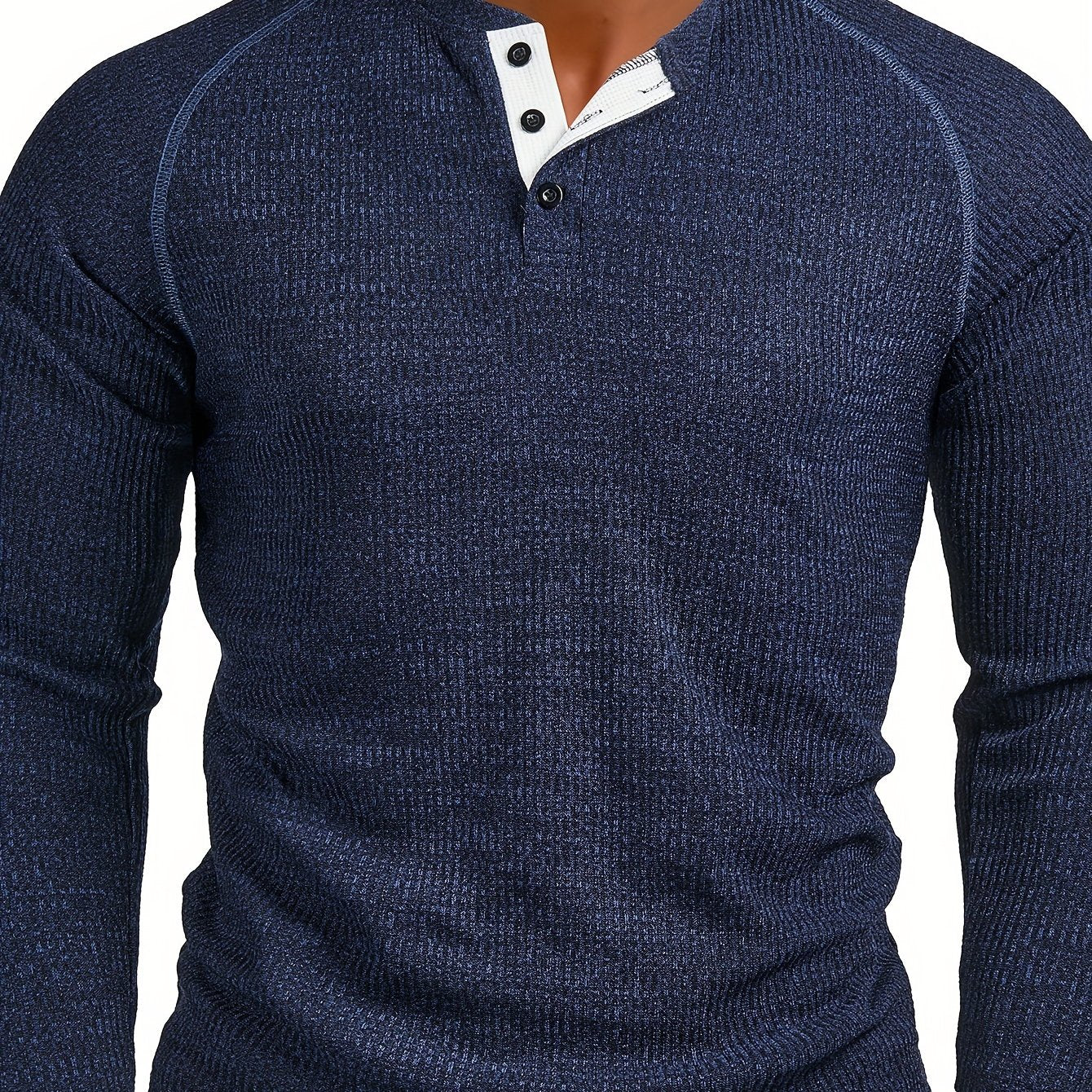 Mauritz | Casual gebreid Henley-shirt voor heren – lange mouwen, raglanmodel, knoopsluiting voor de herfst