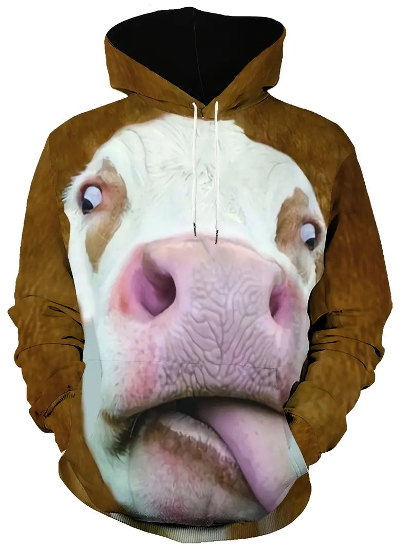 MooVibe | Grappige hoodie met koeienprint – Casual pullover, oversized model