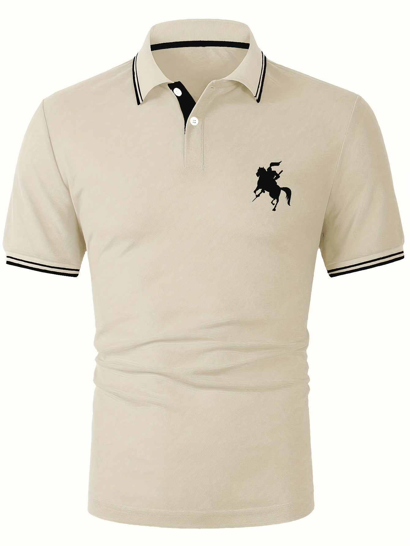 Evren | Heren paarden ridder print korte mouwen Polo Henley shirt - stijlvolle vrijetijdskleding