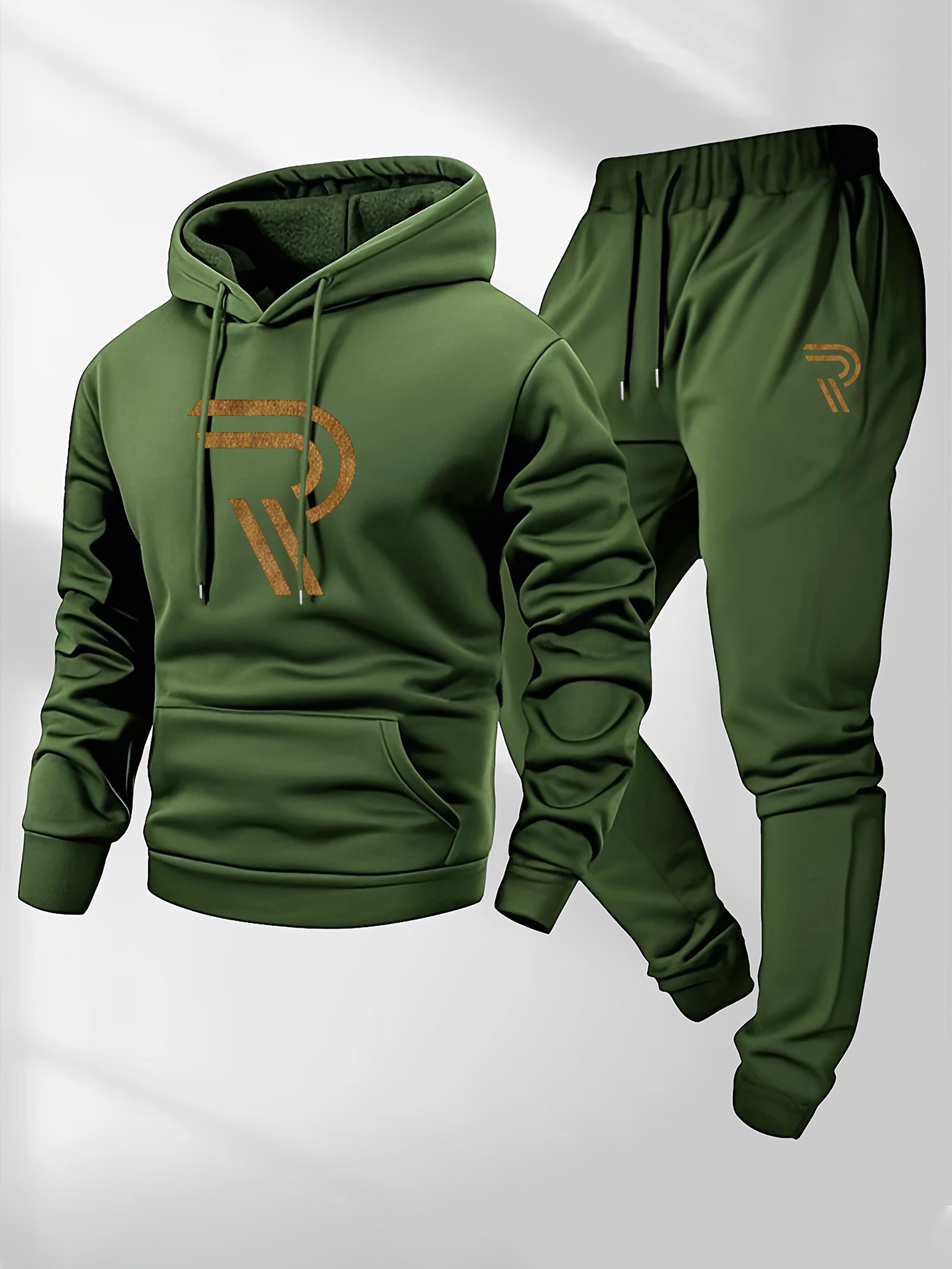 Knudsen | Sportieve hoodie en joggingbroek voor heren – “R”-logo, casual trainingspak, herfst/winter