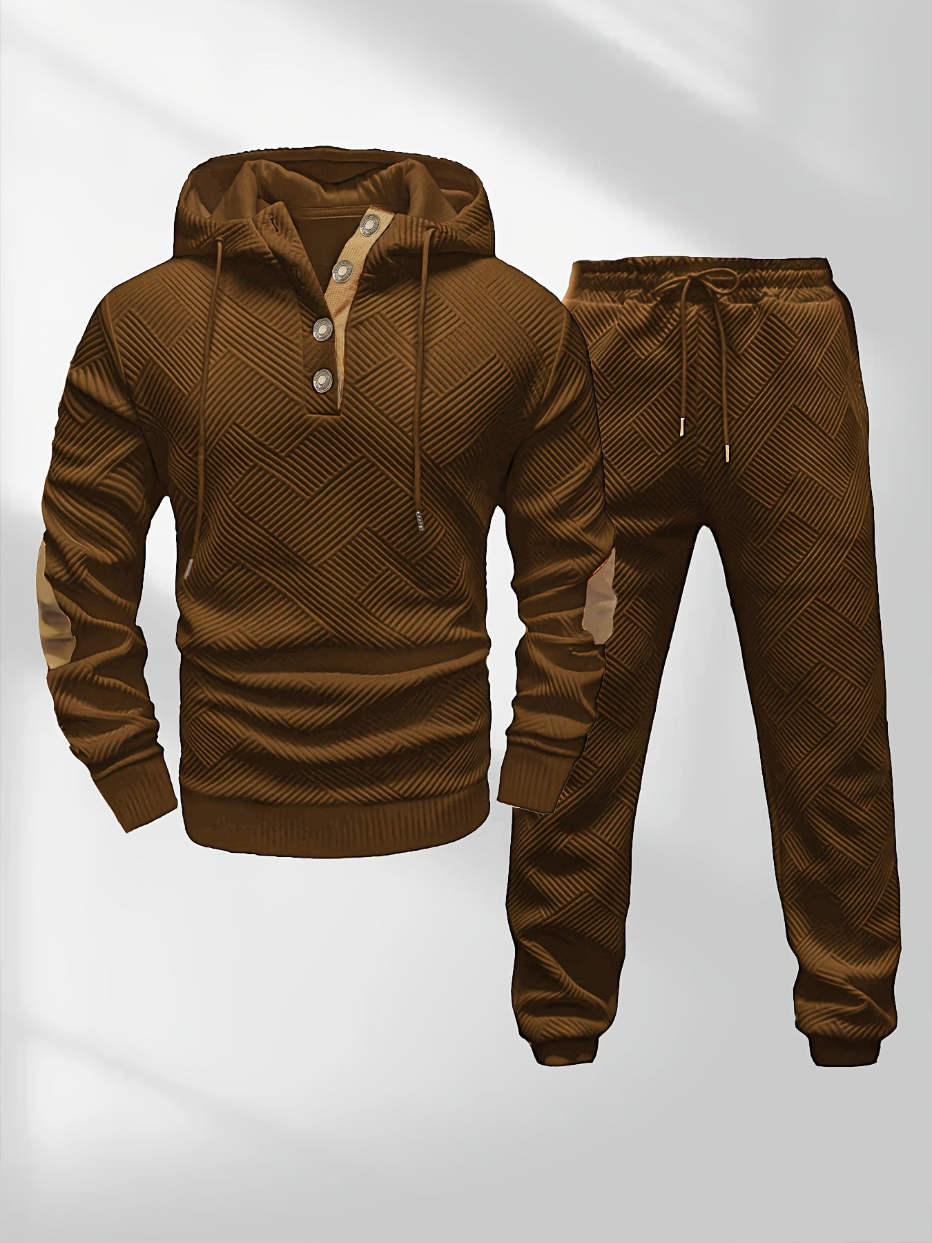 Petrus | Casual 2-delige gebreide jacquard hoodie en broek voor heren – Comfortabele modieuze sweatshirt en joggingpak