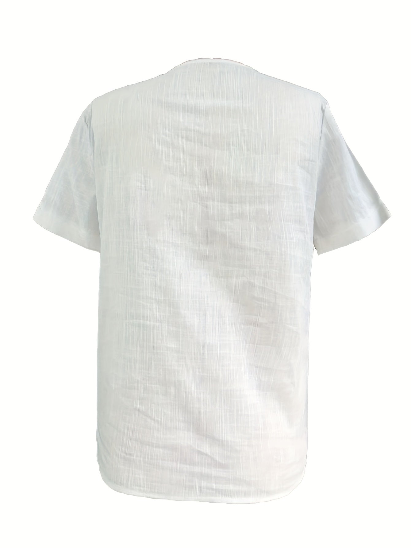 Virelle | Katoenen linnen damesblouse met V-hals - korte mouwen, knoopsluiting, ademend