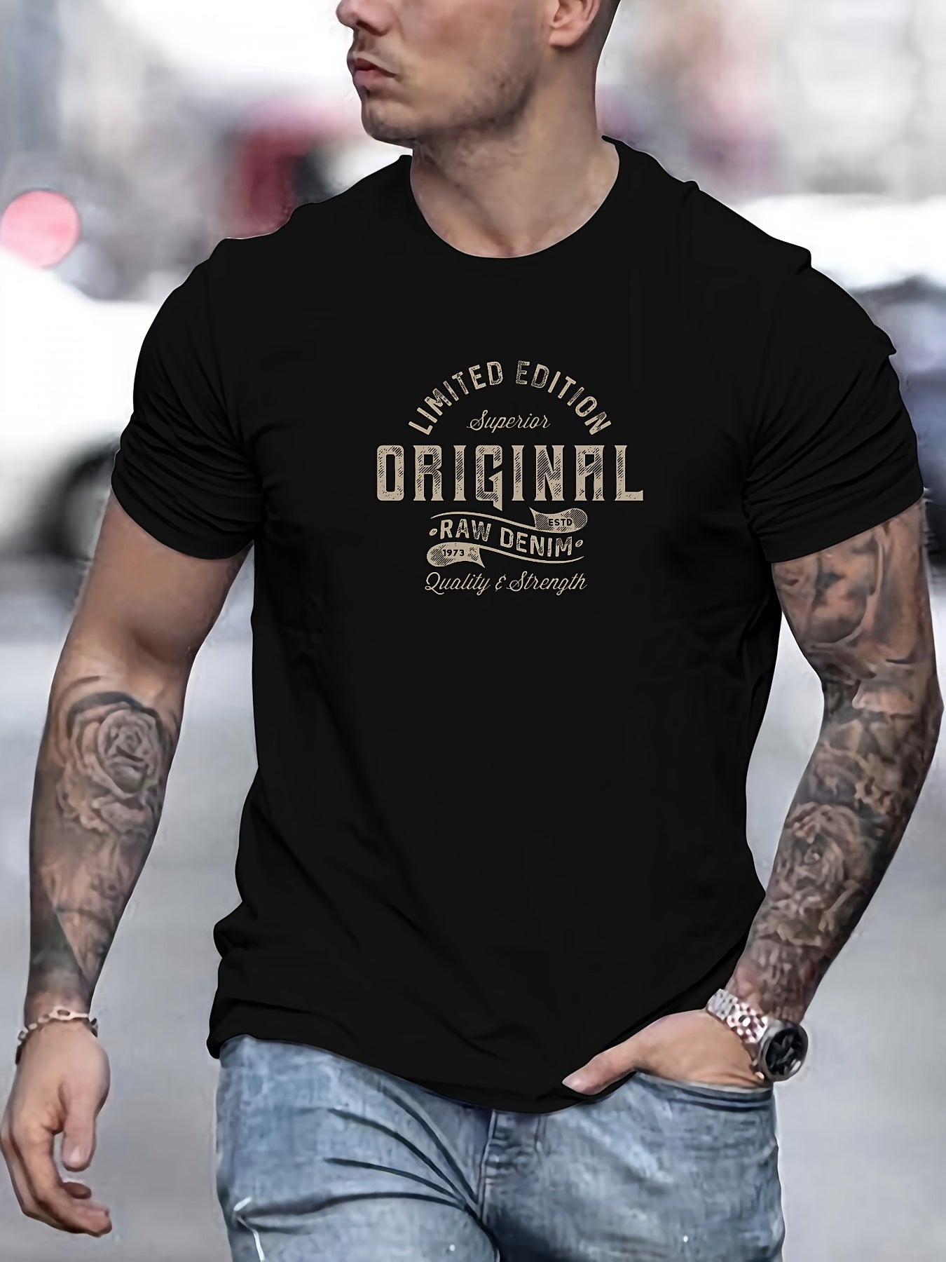 Xaver | Basis T-shirt van katoen voor heren - Casual T-shirt met grafische print, zomer T-shirt