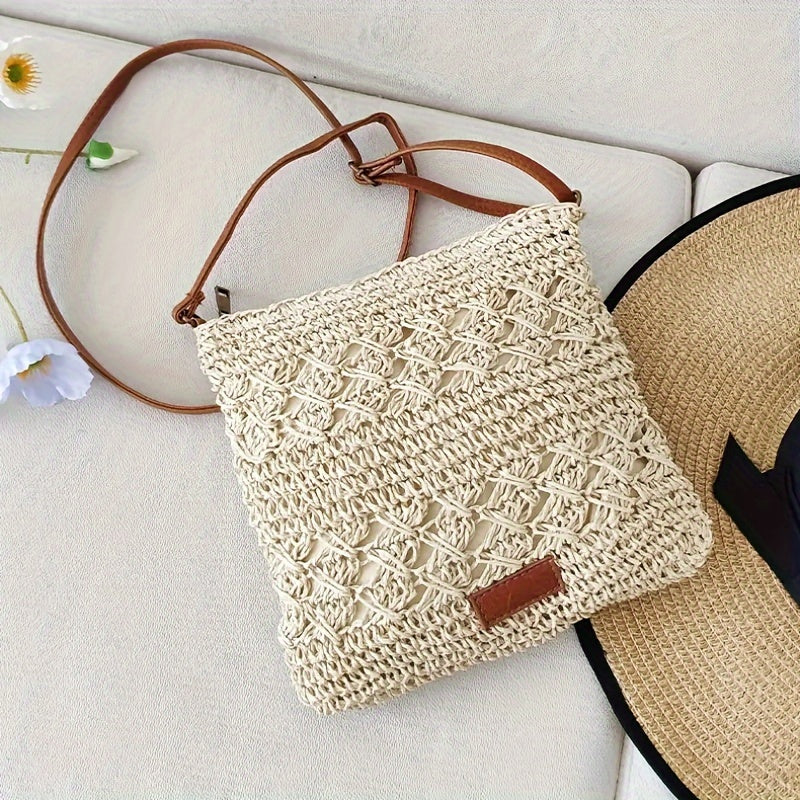 LinaBag | Chique papieren crossbody tas van stro