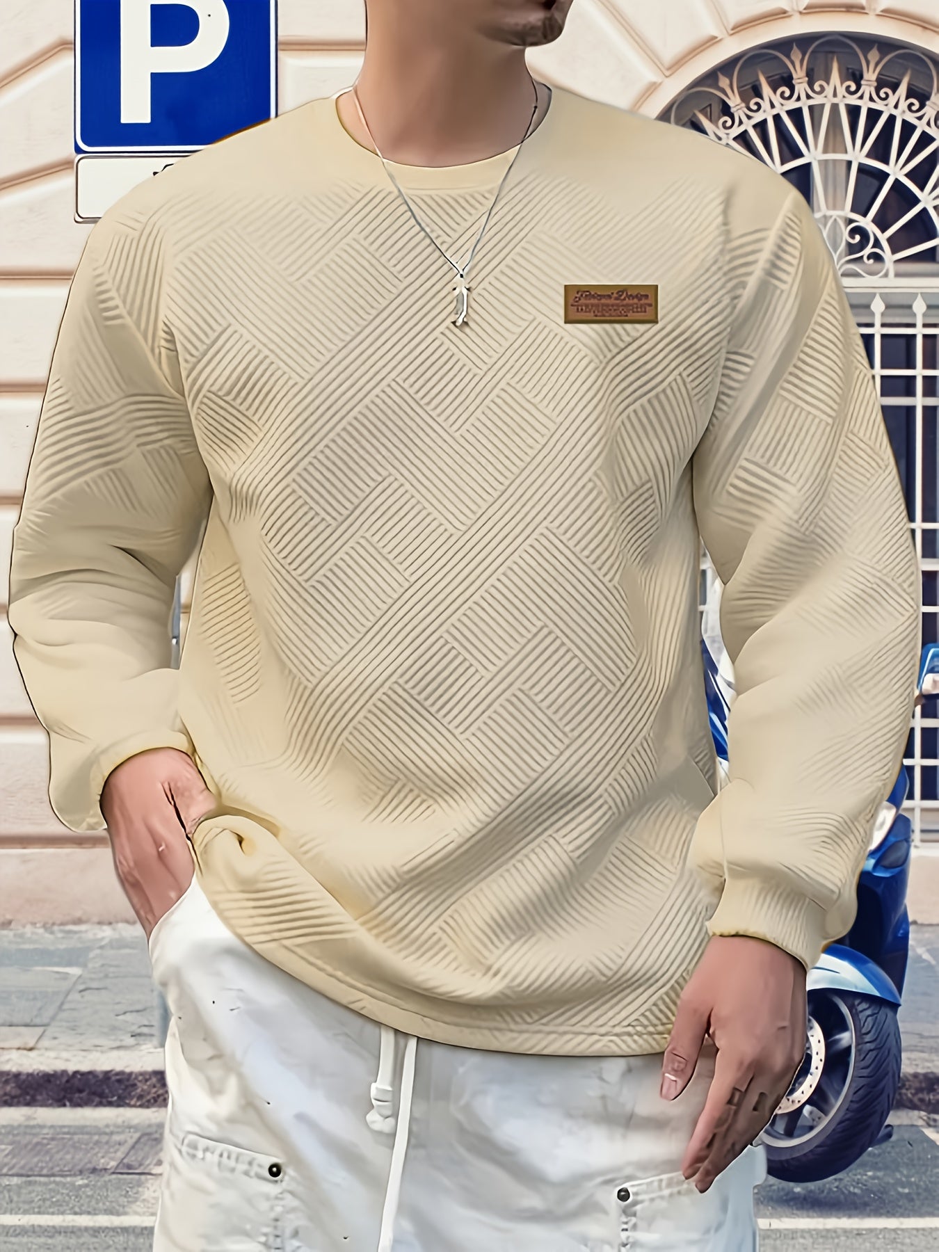 Eirikur | Zwaar geometrisch sweatshirt met ronde hals – Casual pullover, comfortabel in de herfst en winter