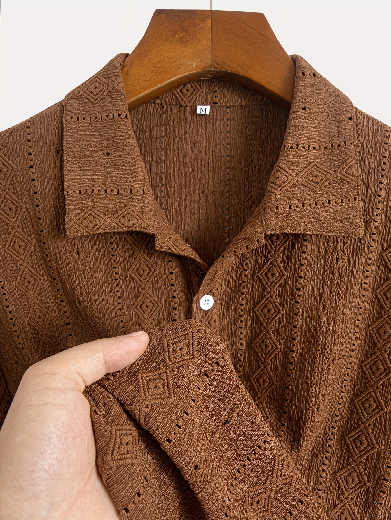 Volric | Gebreid heren poloshirt - Eyelet borduursel, ademende, korte mouw