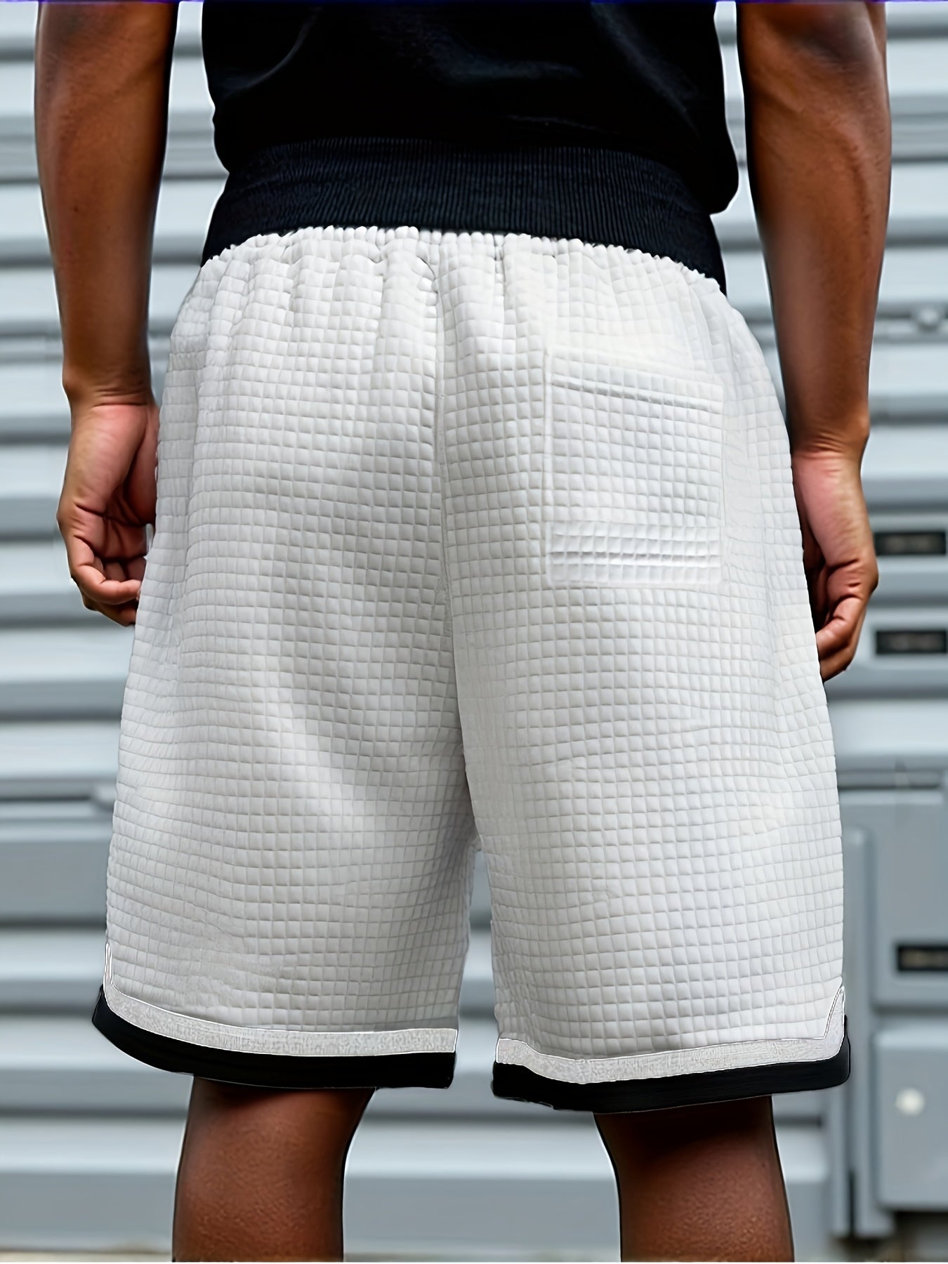 Trenton | Casual geruite gebreide herenshort - kleurblok, koordje