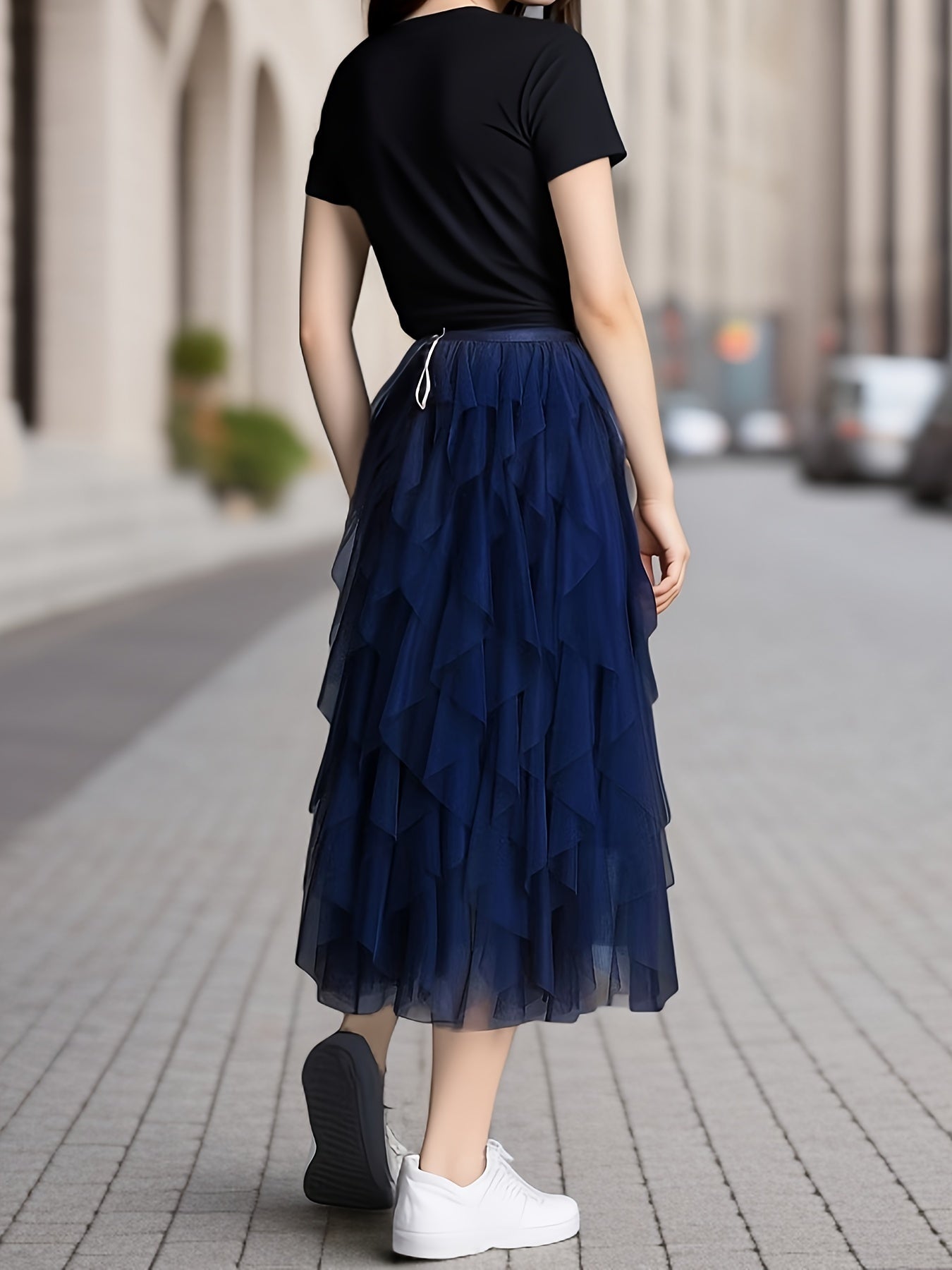 Helis | Mesh Gelaagde Tutu Rok voor Vrouwen - Elastische Taille, Gelaagde Maxi Rok