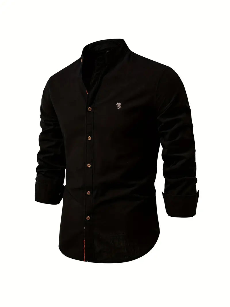Ottokar | Klassiek herenoverhemd met staande kraag en knoopsluiting - lange mouwen, casual, slim fit