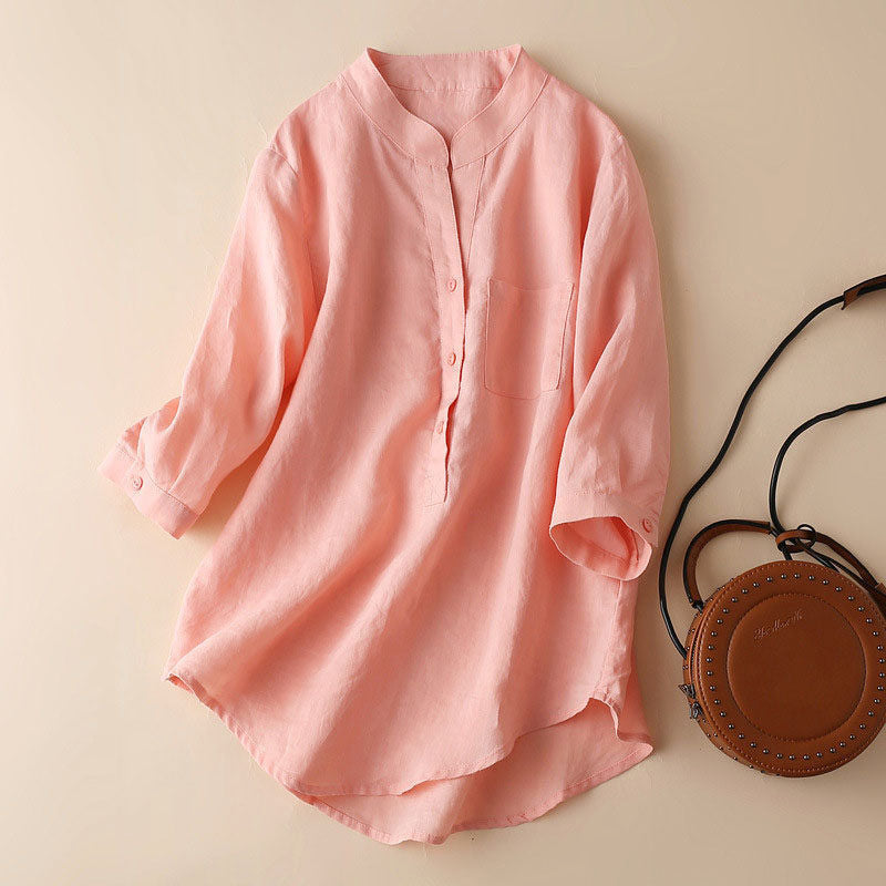 Faerinne | Dames Blouse van Katoen Linnen - Lichtgewicht & Comfortabele Casual Top