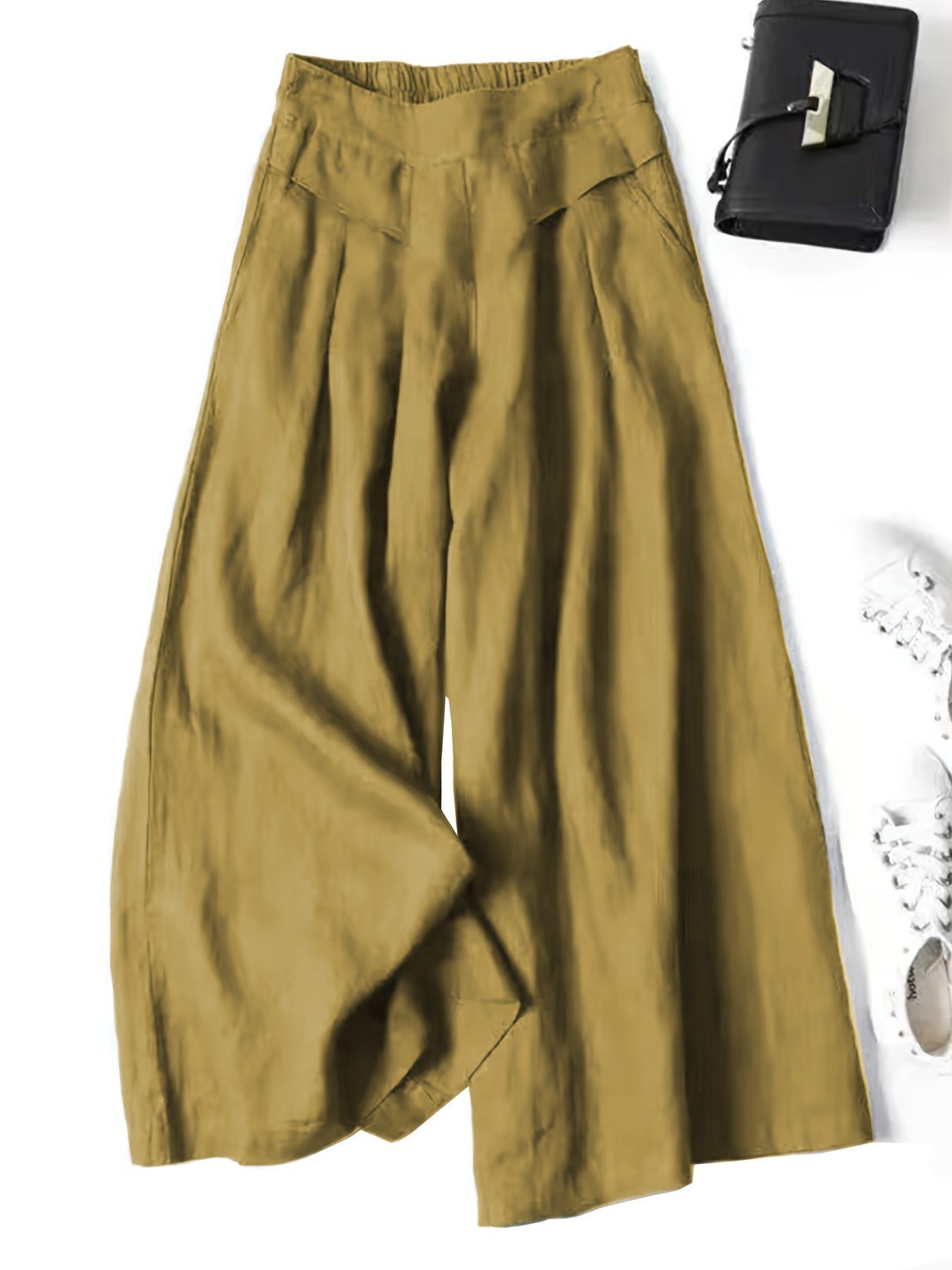 Maxie | Damesbroek met wijde pijpen van viscose linnen - Retro Casual Zomerbroek