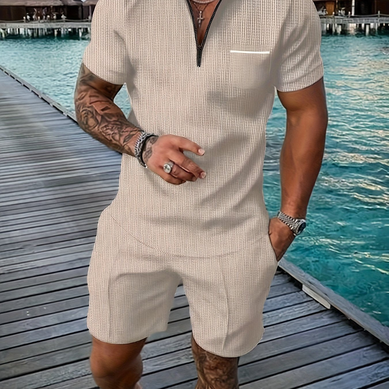 Fallon | Herenset 2-delig zomerpolo - Casual lichtgewicht outfit