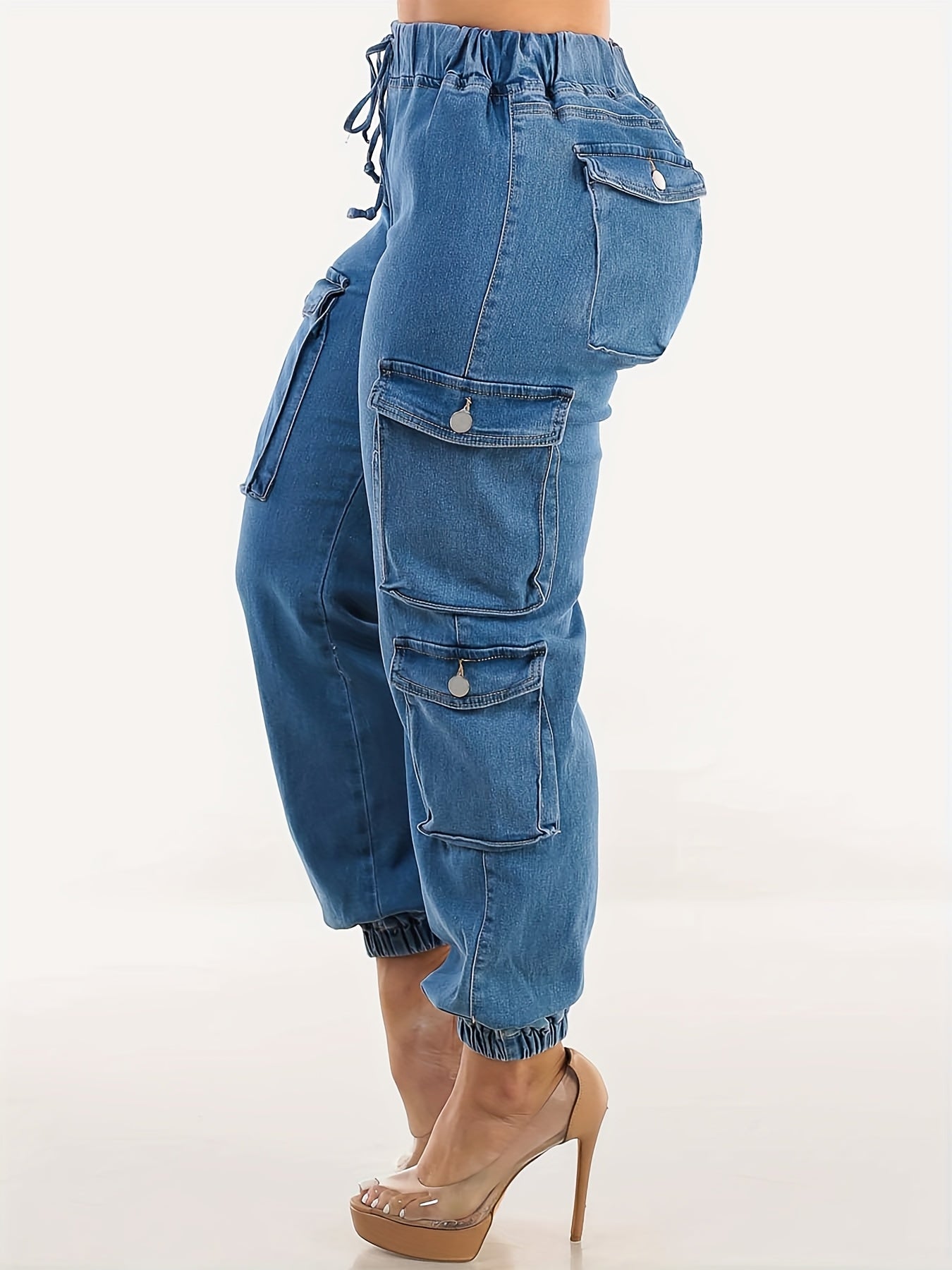 Vjollca | Cargo jeans met hoge stretch voor dames - handige zakken, comfortabele pasvorm