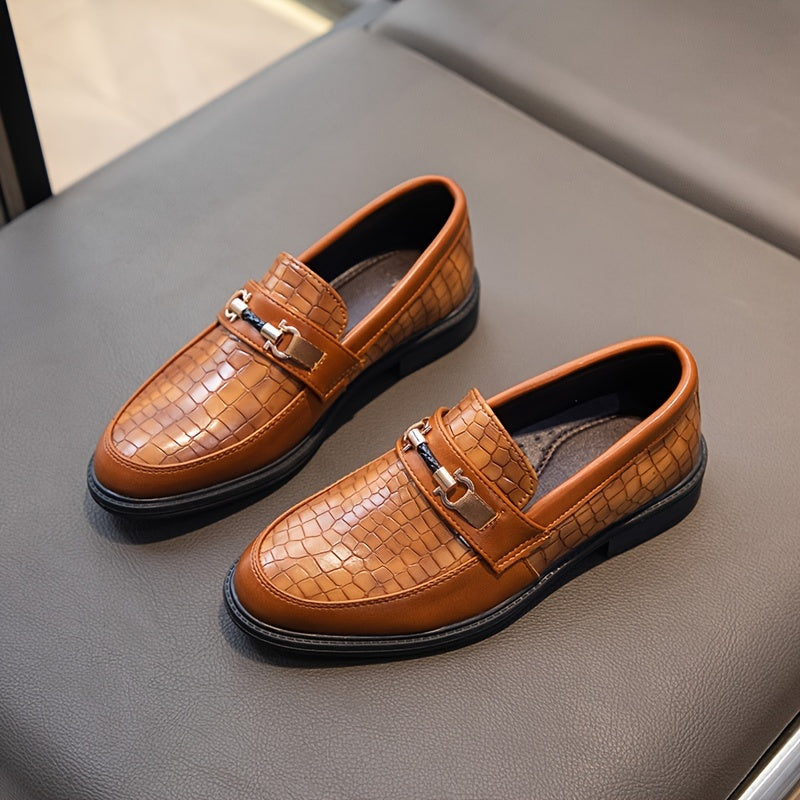 BreezLoaf | Heren Slip-On Loafers - Vintage zakelijke geklede schoenen met metalen gesp